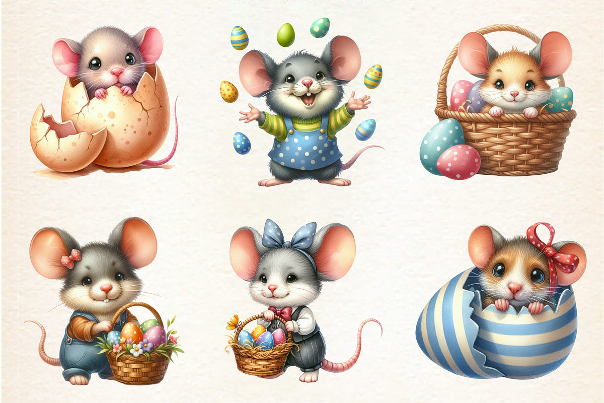 Funny Easter Mouse Clipart, an Illustration by DreamArtGraphic (Photo 2 of 4)