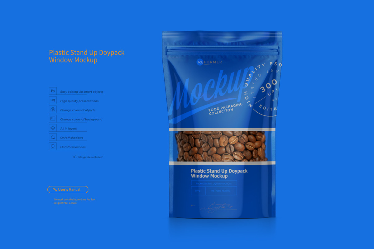 Stand Up Doypack With Window Mockup, a Packaging Mockup by Reformer Mockup