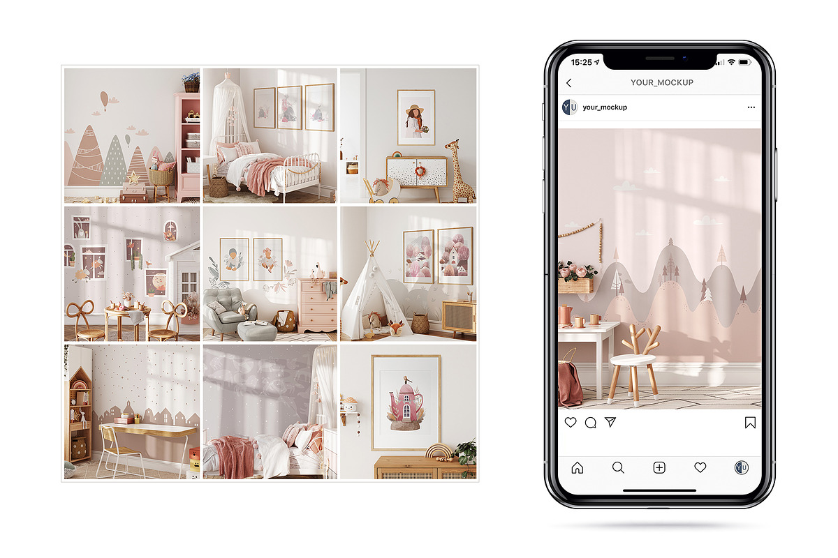 Kids Wall & Frame Mockup Bundle 7, a Print Template by Yuri-U (Photo 2 of 22)