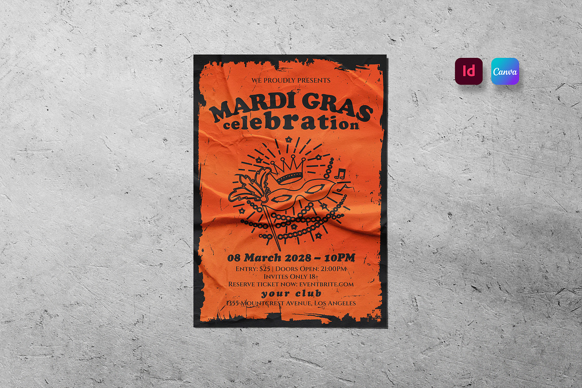 Mardi Gras Celebration Flyer