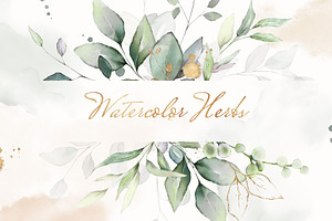 Watercolor & Gold Leaves Collection