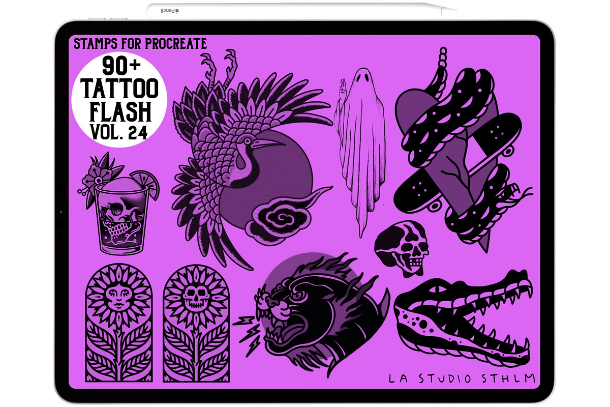 Tattoo Flash Vol. 24 - Stamp Set, a Brush Add-On by LA Studio Sthlm (Photo 4 of 6)