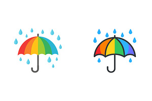 Colorful umbrellas with raindrops in, an Illustration by ZinetroN