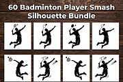 60 Badminton Player Smash Silhouette, a Person Illustration by Amazin_art (Thumbnail 1 of 37)