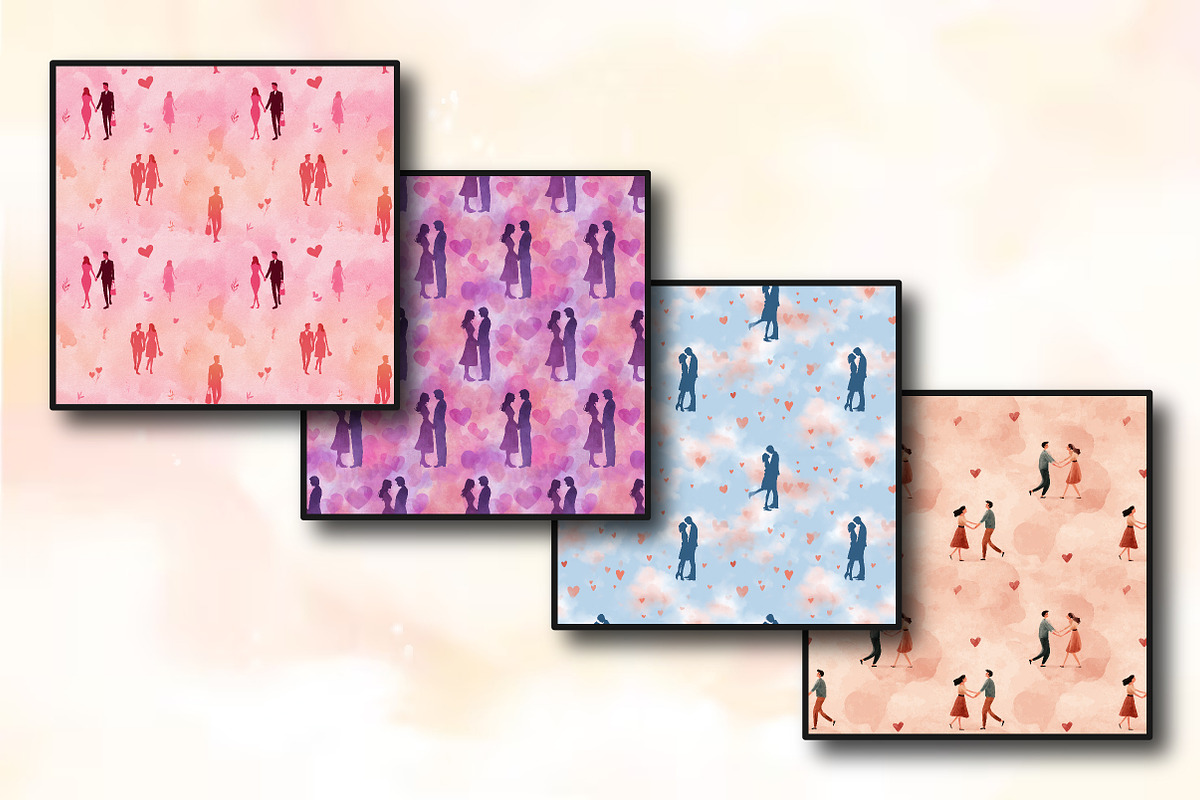 Adorable Couples Icons Seamless Patt, an Illustration by RobertsArt (Photo 2 of 5)