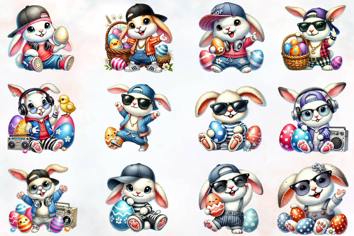 Hip hop bunny Easter day sublimation, an Illustration by RobertsArt (Photo 4 of 7)
