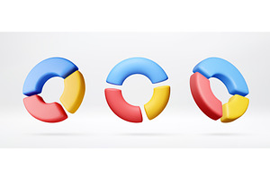 Three colored 3D torus charts, a Finance Illustration by Abscent