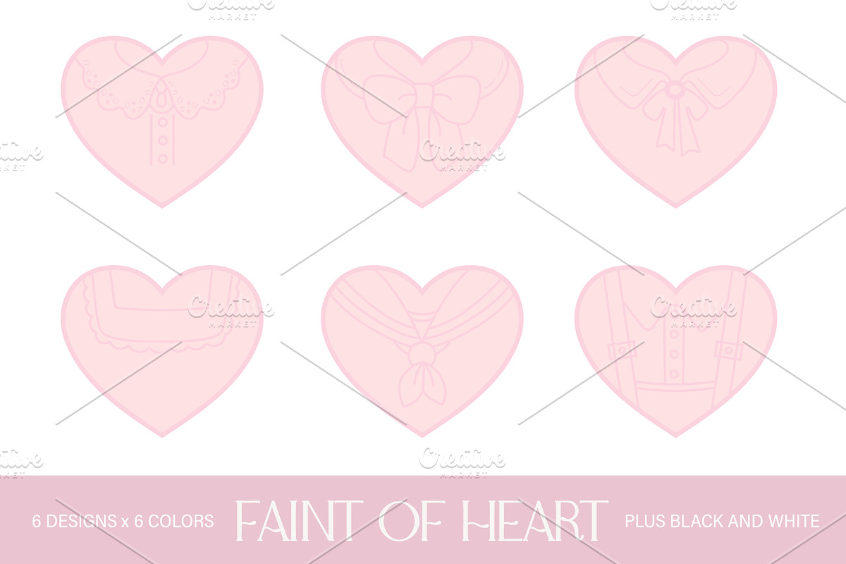 Faint of Heart Clipart Set, an Object Illustration by Patterns for Dessert (Photo 2 of 13)