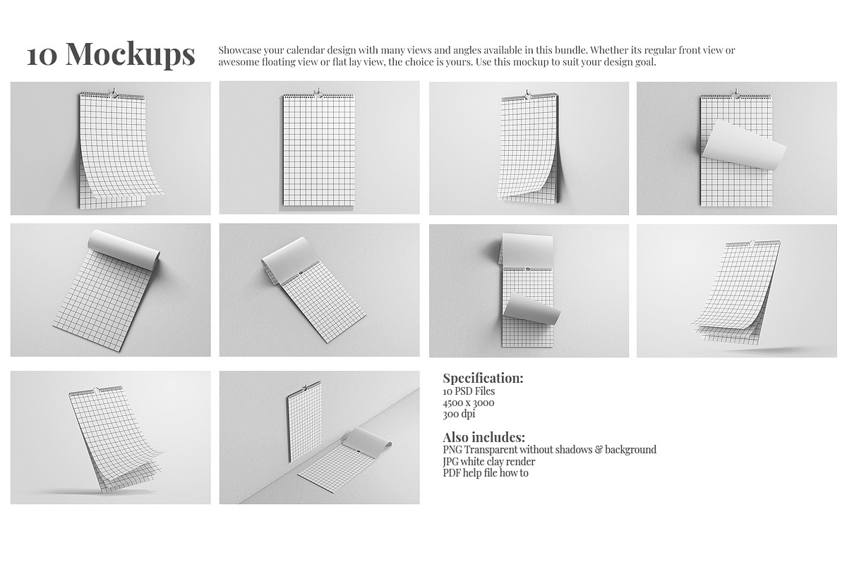 Wire Wall Calendar Mockup Set, a Mockup by Remnand Studio (Photo 2 of 11)