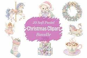Pastel Watercolor Christmas Cliparts