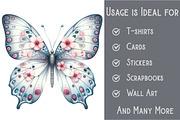 Watercolor Floral Butterfly Clipart, an Illustration by Pixels.Craft (Thumbnail 3 of 6)