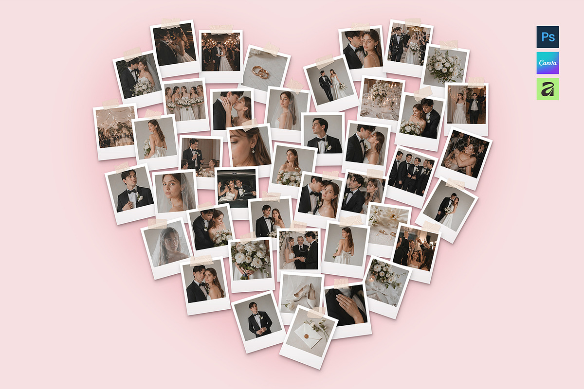 Heart Polaroid Photo Collage Templat, a Social Media Template by DesignerCandies (Photo 5 of 5)