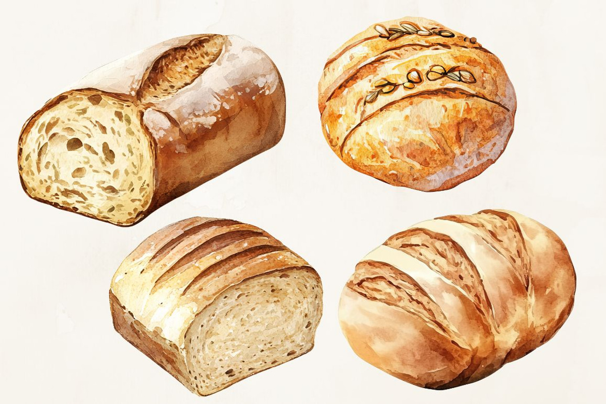 Watercolor Bread Set, a Food Illustration by The Best Digital Plaza (Photo 4 of 5)