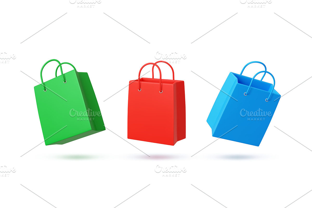 3d shopping bags icons, store, an Object Illustration by Buch&Bee