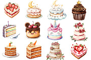 Watercolor Cake Clipart PNG, an Illustration by Watercolor design (Thumbnail 2 of 5)