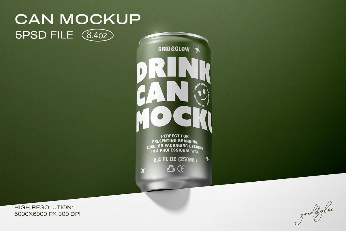 Drink Sleek Can - 8.4oz / 250ml, a Packaging Mockup by Grid&Glow (Photo 1 of 7)