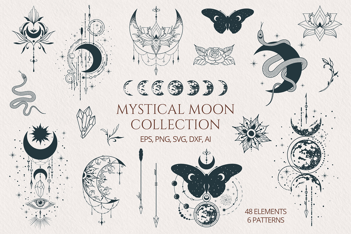 Hand Drawn Mystical Moon Collection, an Illustration by KirillsWorkshop (Photo 1 of 6)