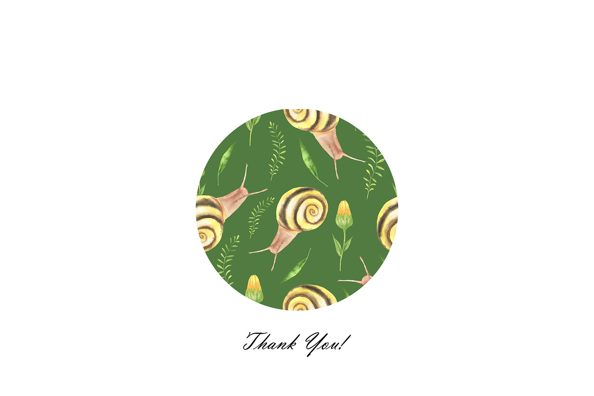 Watercolor Snail Seamless Patterns, an Animal Illustration by OlDm_Shop (Photo 10 of 10)