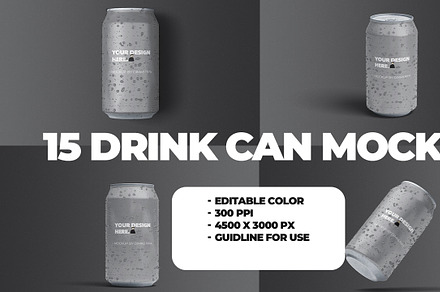 15 Drink Can Mockup Set – Editable