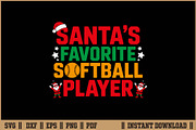 Santa's Favorite Softball Player SVG, a Seasonal Illustration by Handy Arts Studio (Thumbnail 1 of 3)