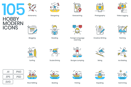 105 Hobby Modern Icons, an Icon by Flat Icons