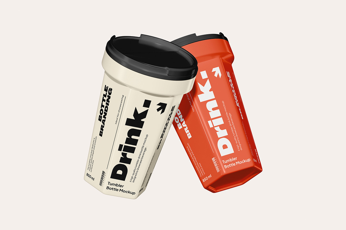 Tumbler Drink Bottle Mockup, a Merchandise Mockup by Unerispace (Photo 2 of 5)