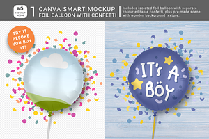 Foil Balloon Canva Smart Mockup, a Mockup by Mockup Scene