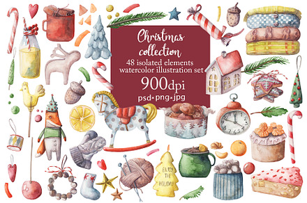Christmas watercolor collection