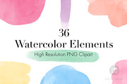 Watercolor Elements Clipart, an Object Graphic by The Digital Download Shop (Thumbnail 1 of 9)