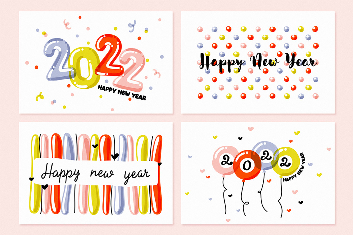 New Year 2022 cards with balloons, a Background Graphic by elena_andreeva (Photo 2 of 4)