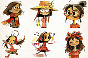 Quirky Girls Clipart, an Illustration by DreamCafeArt (Thumbnail 2 of 8)