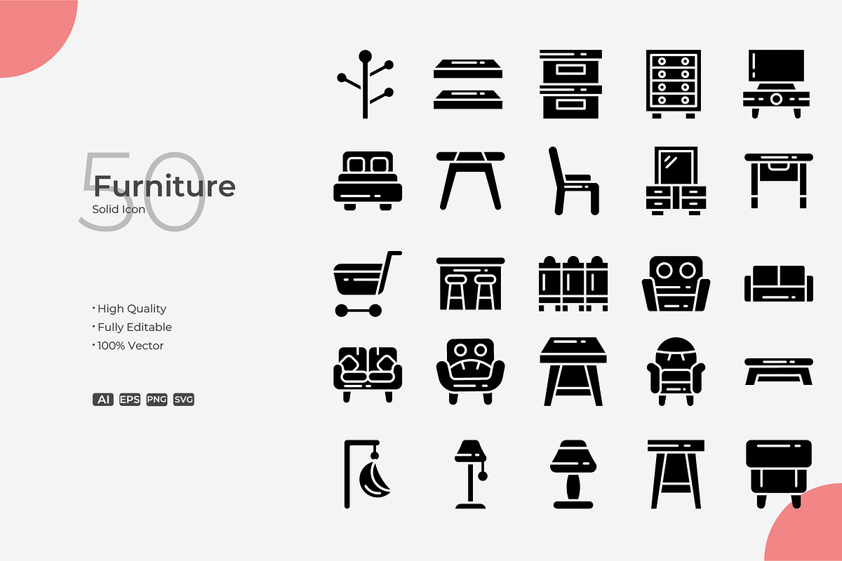 Furniture Solid Icons, a Solid Icon by Bloodline