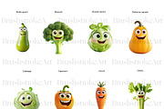 Cute Vegetables Clipart, Cute Carrot, a Food Illustration by BrushstrokeArtGB (Thumbnail 4 of 9)