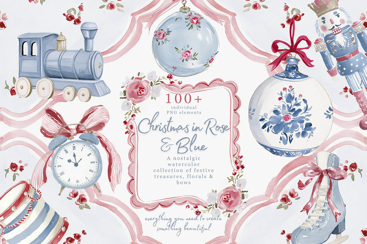Grandmillennial Christmas Clipart, a Decorative Illustration by Patishop Art (Photo 1 of 14)