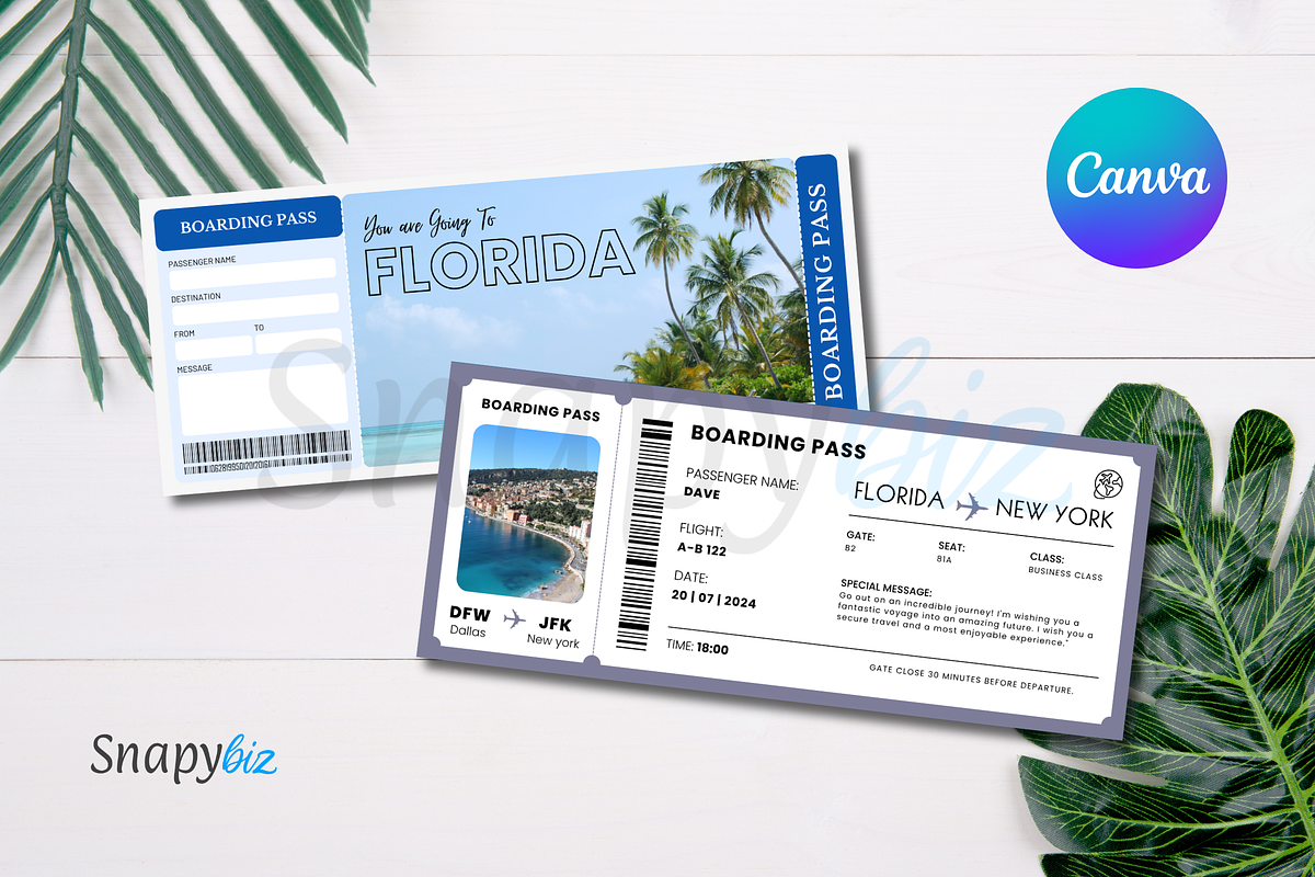 Printable FLORIDA Surprise Ticket, a Card Template by Snapybiz (Photo 7 of 7)