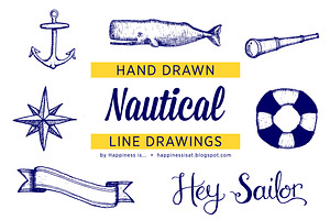 Hand Drawn Nautical Line Drawings