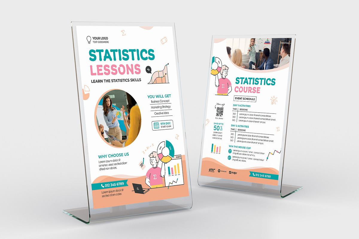 Statistics Education Flyer Template, a Flyer Template by BrandPacks