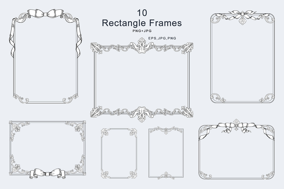 Vintage Vector Frames & Bows, a Decorative Illustration by EL_SUHOVA (Photo 5 of 11)