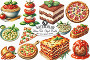 Italian Food Watercolor Clipart, an Illustration by Designking (Thumbnail 1 of 4)