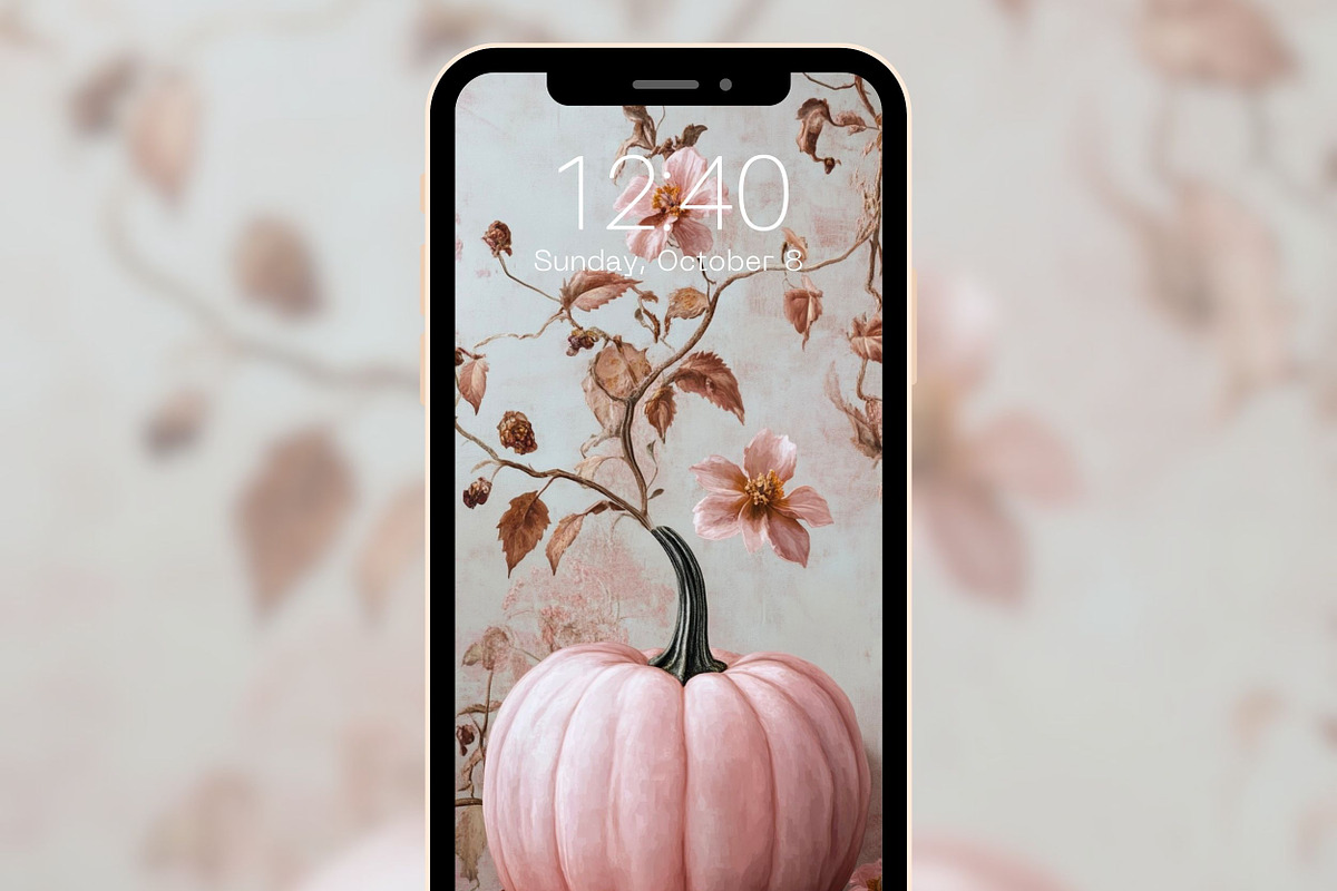 Pink Pumpkin phone wallpaper set, a Graphic by Kalindiprints (Photo 4 of 6)