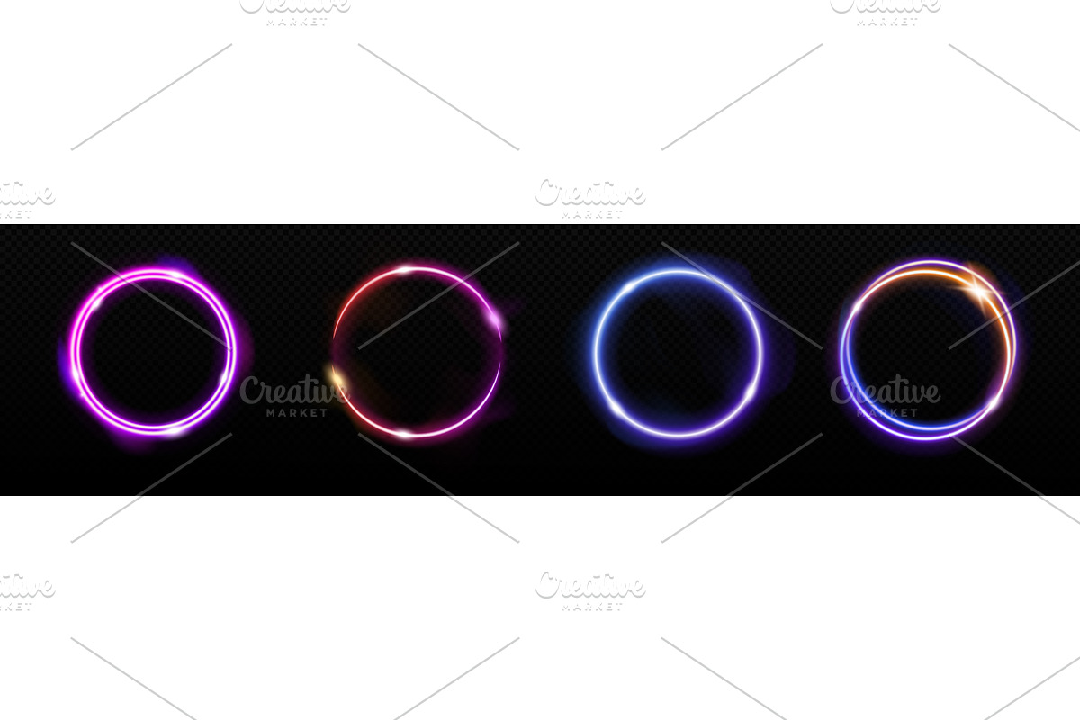 Neon circle vector glowing frame, an Illustration by skripnikbb