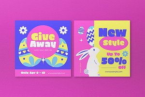 Blue Flat Design Easter Sale Banner