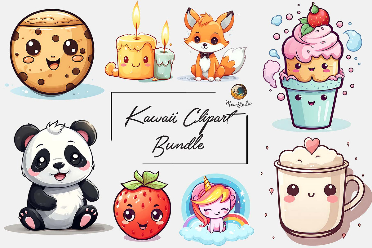 20 Kawaii Clipart Bundle, Cute Kawai, a Graphic by Moon Studio ...