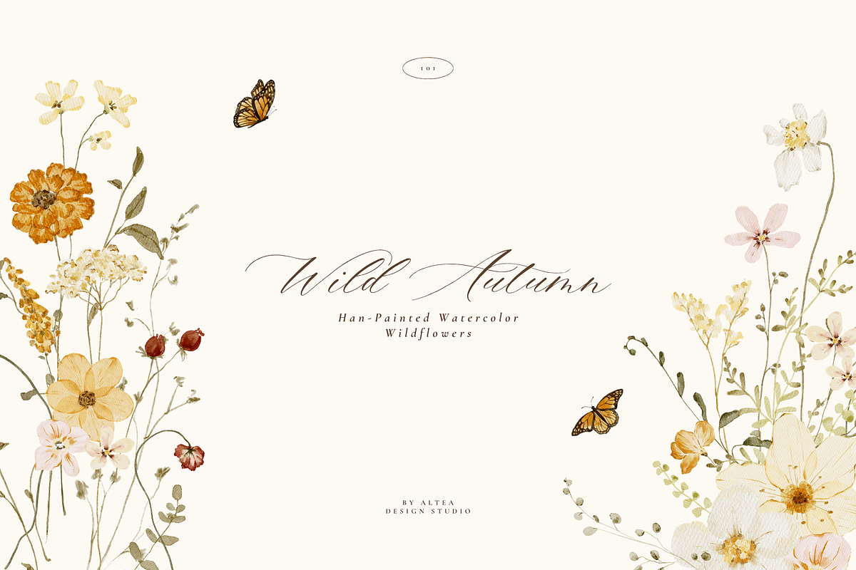 Autumn Watercolor Wildflower Garden, a Seasonal Illustration by Altea Design Studio (Photo 13 of 14)