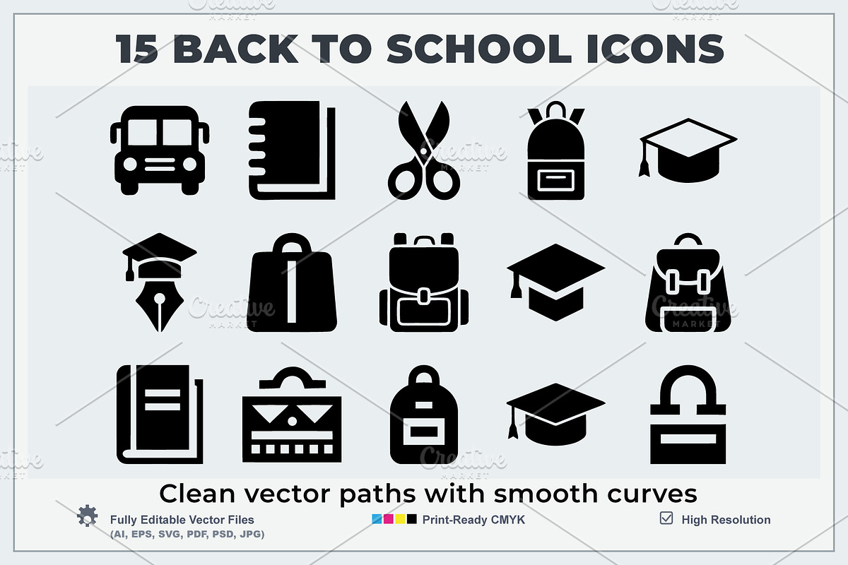 School Icons Logo, a Solid Icon by Vectorium Studio (Photo 2 of 2)