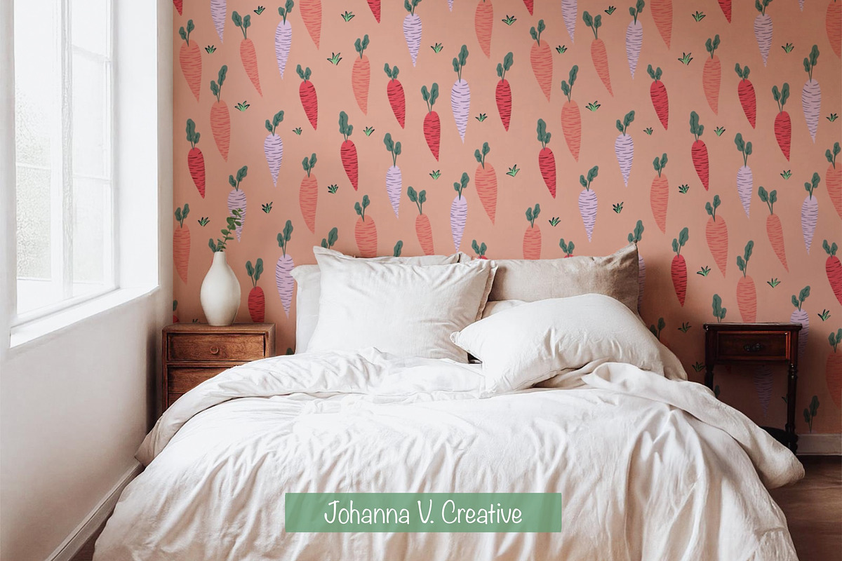 Spring Carrot Seamless Pattern, an Illustration by Johanna V. Creative (Photo 2 of 3)