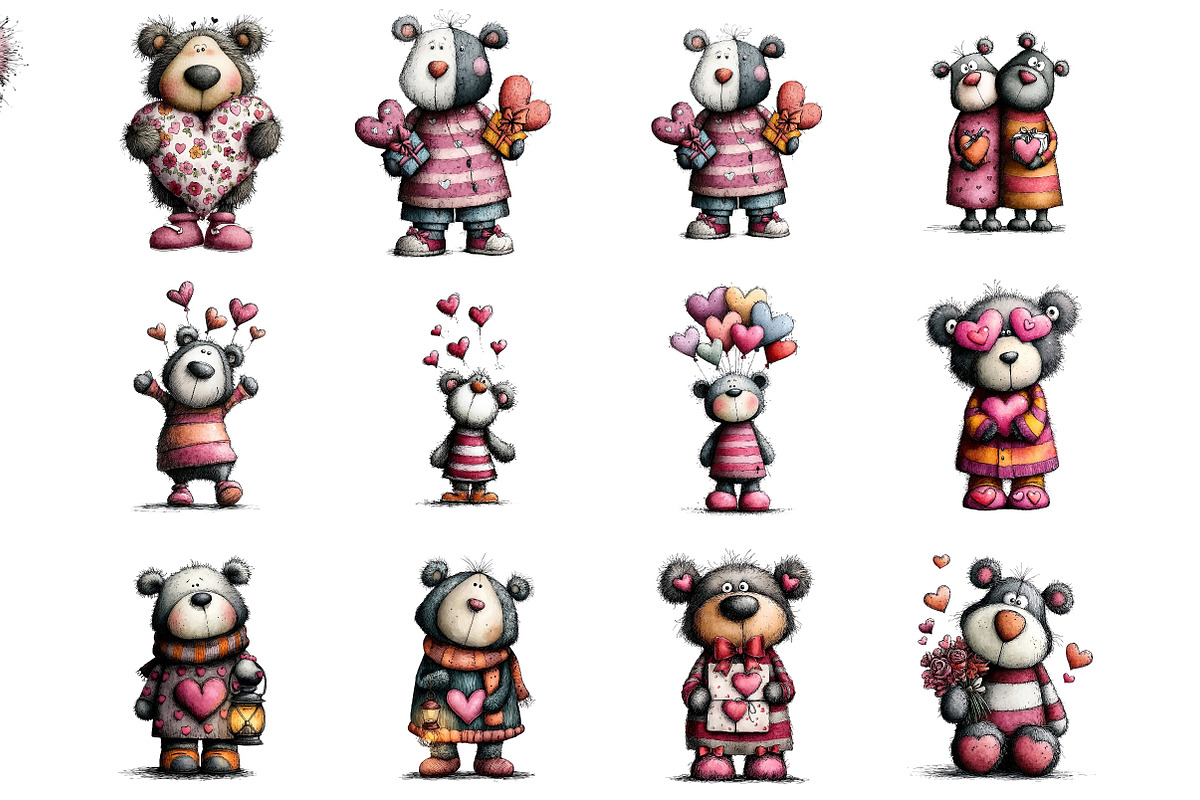 Valentines Teddy Bear Clipart, an Illustration by DreamArtGraphic (Photo 3 of 4)