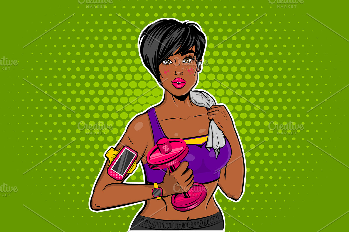 Black Pop Art hold dumbbell workout, a Healthcare Illustration by Kapitosh