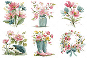 Whimsical Spring Watercolor Clipart, an Illustration by Craft Nest (Thumbnail 5 of 7)