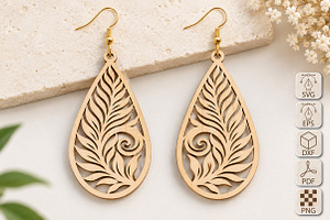 Leaf Teardrop Earrings Laser Cut SVG, an Object Graphic by Canvas Craft